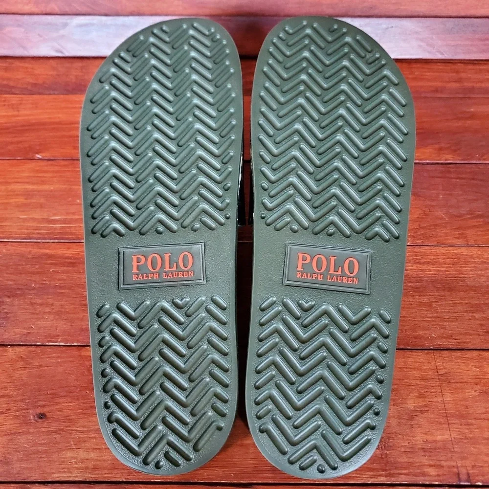 Polo Ralph Lauren Slides Men 14 Green Tropical Island Hawaiian Big Pony‎ New